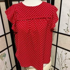 Monteau Red & White Polka Dot Top